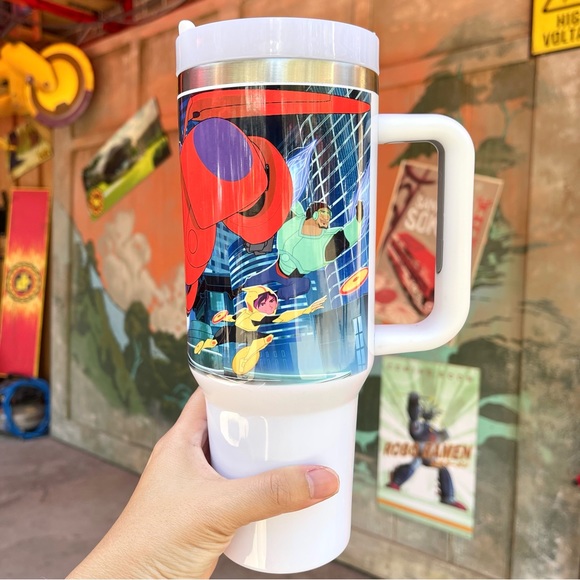 Disney Big Hero 6 Baymax 40 oz Tumbler/Water bottle/Mug with hand carry … - Picture 7 of 8